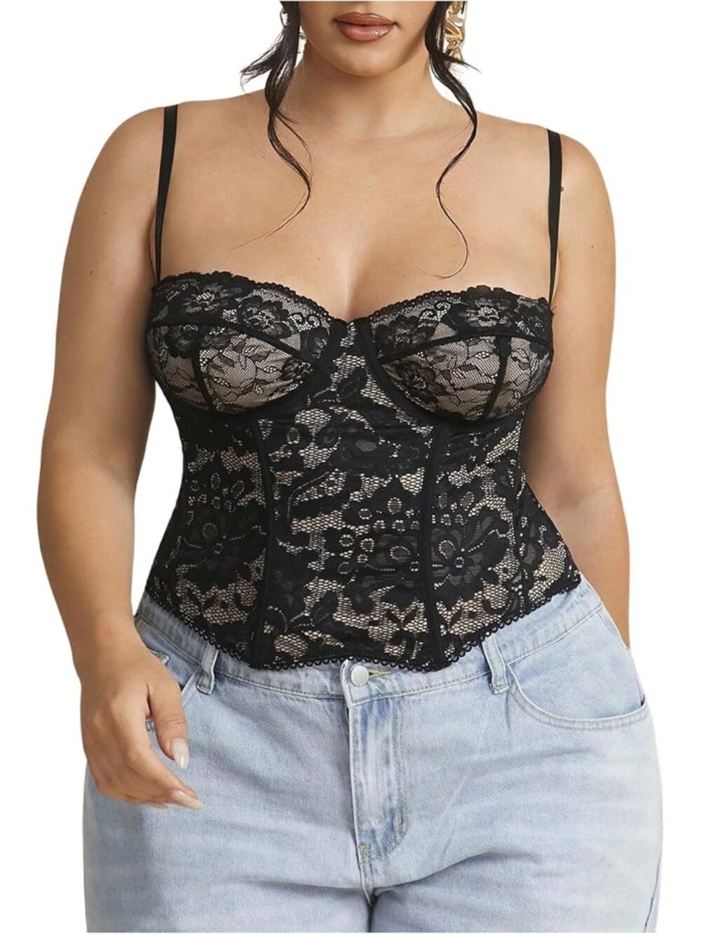 Women's Plus Size Lace Bustier Corset Tops Party Club Going Out Camisole Tops